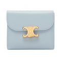 Celine Trifold Wallet Triomphe Small Flap 783 Dpv Light Blue Leather