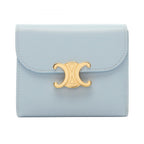 Celine Trifold Wallet Triomphe Small Flap 783 Dpv Light Blue Leather