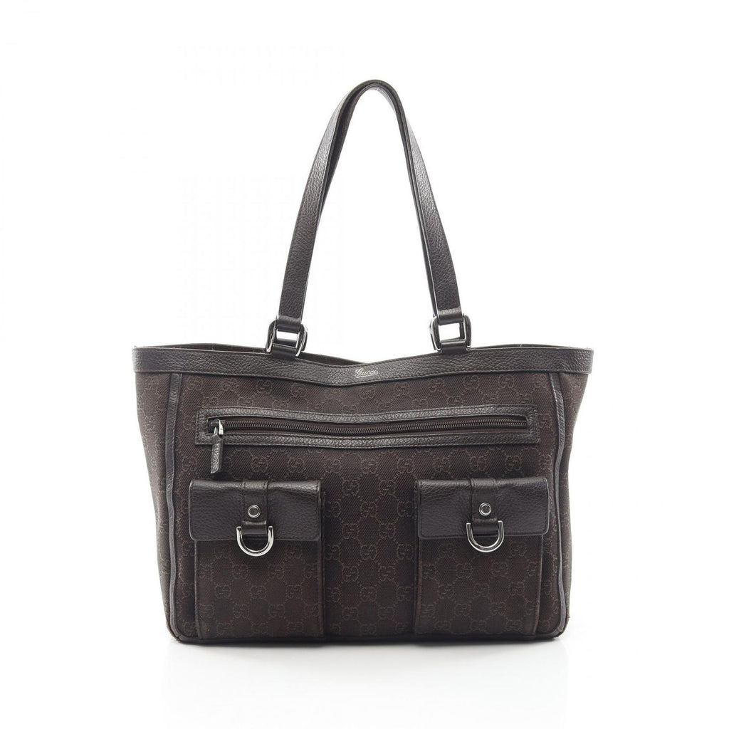 Gucci Tote Abbey GG Brown Canvas Leather