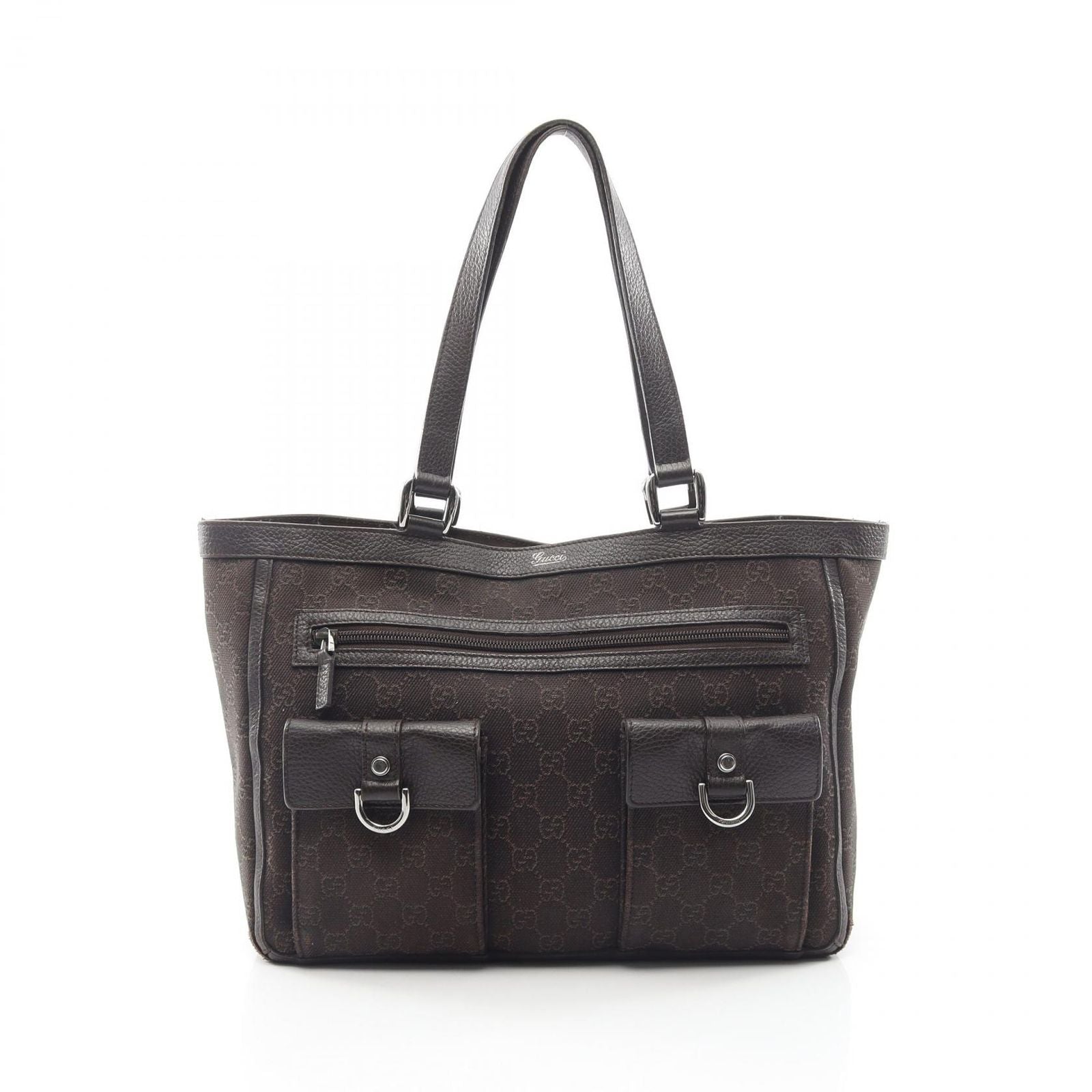 Gucci Tote Abbey GG Brown Canvas Leather