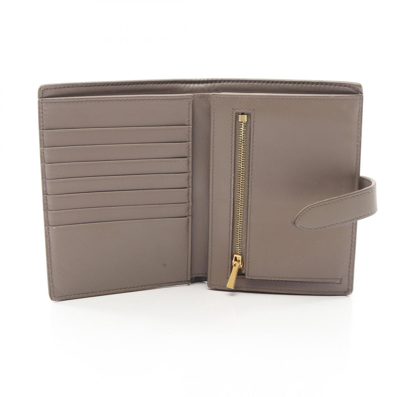 Celine Bifold Wallet Strap 10 643 Gray Beige Leather — view 3