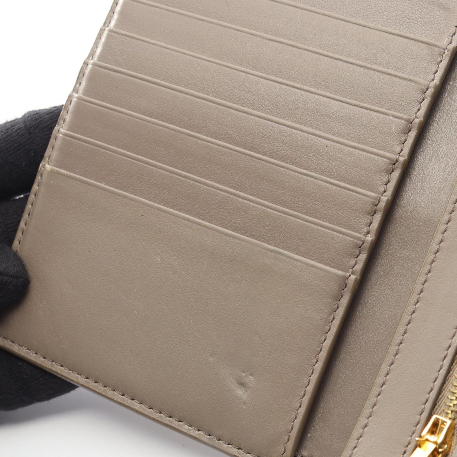Celine Bifold Wallet Strap 10 643 Gray Beige Leather — view 5