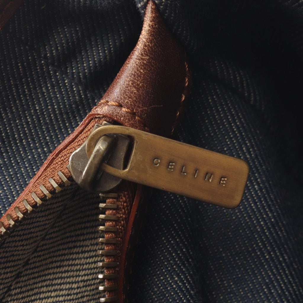 Celine Handbag Boogie Bag Paris Macadamia Blue Brown Denim Leather — view 6