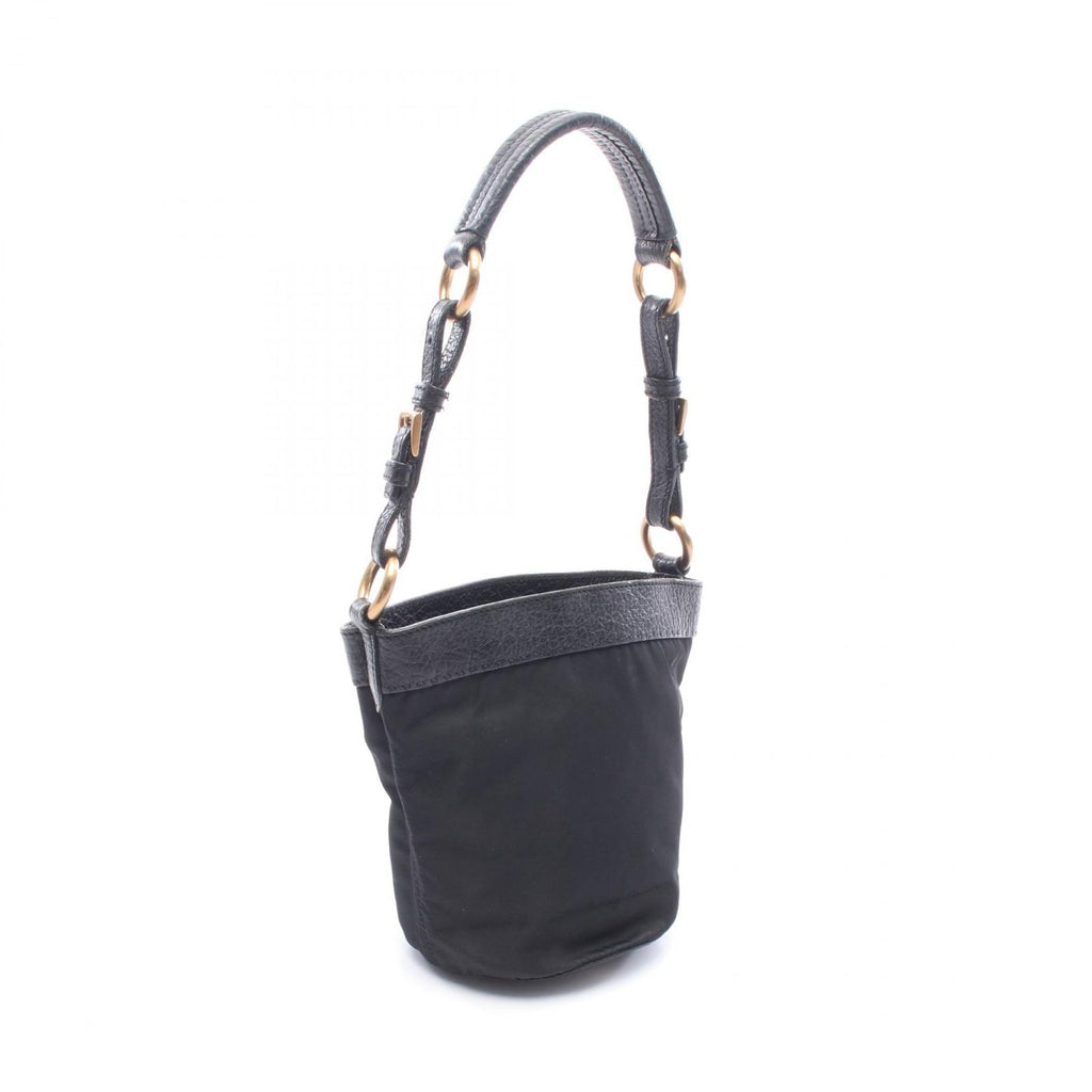 Prada Triangle Logo Black Nylon Leather Shoulder — view 2