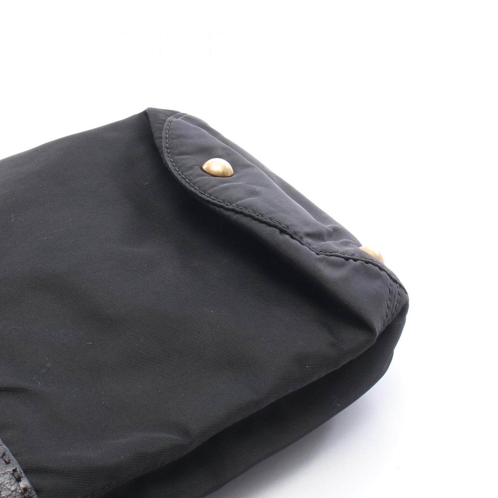 Prada Triangle Logo Black Nylon Leather Shoulder — view 7