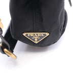 Prada Triangle Logo Black Nylon Leather Shoulder — view 5