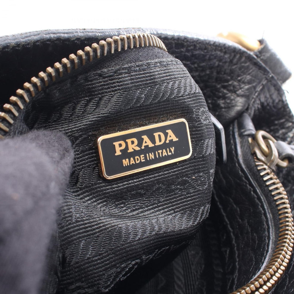 Prada Triangle Logo Black Nylon Leather Shoulder — view 4