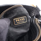 Prada Triangle Logo Black Nylon Leather Shoulder — view 4