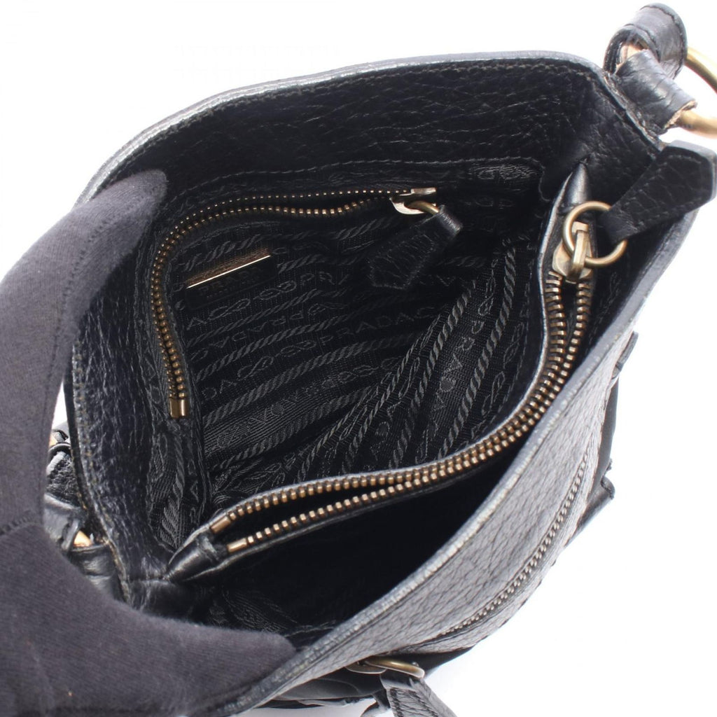 Prada Triangle Logo Black Nylon Leather Shoulder — view 3