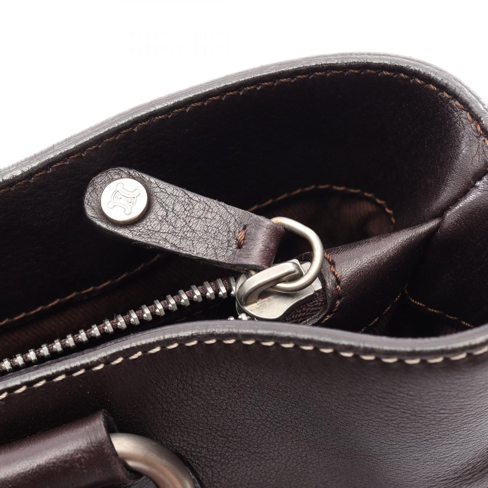 Celine Handbag Boogie Bag Dark Brown Leather — view 6