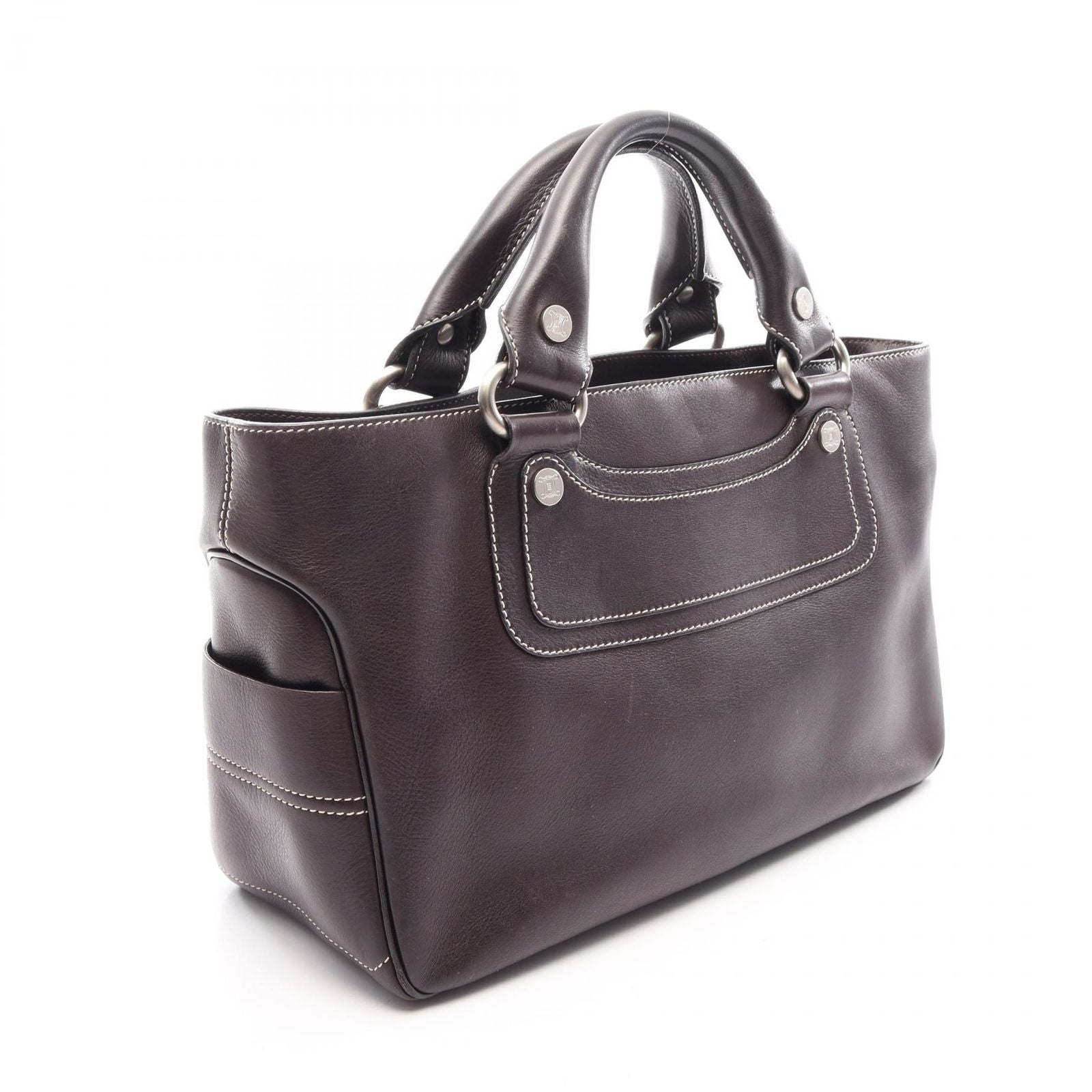 Celine Handbag Boogie Bag Dark Brown Leather — view 2