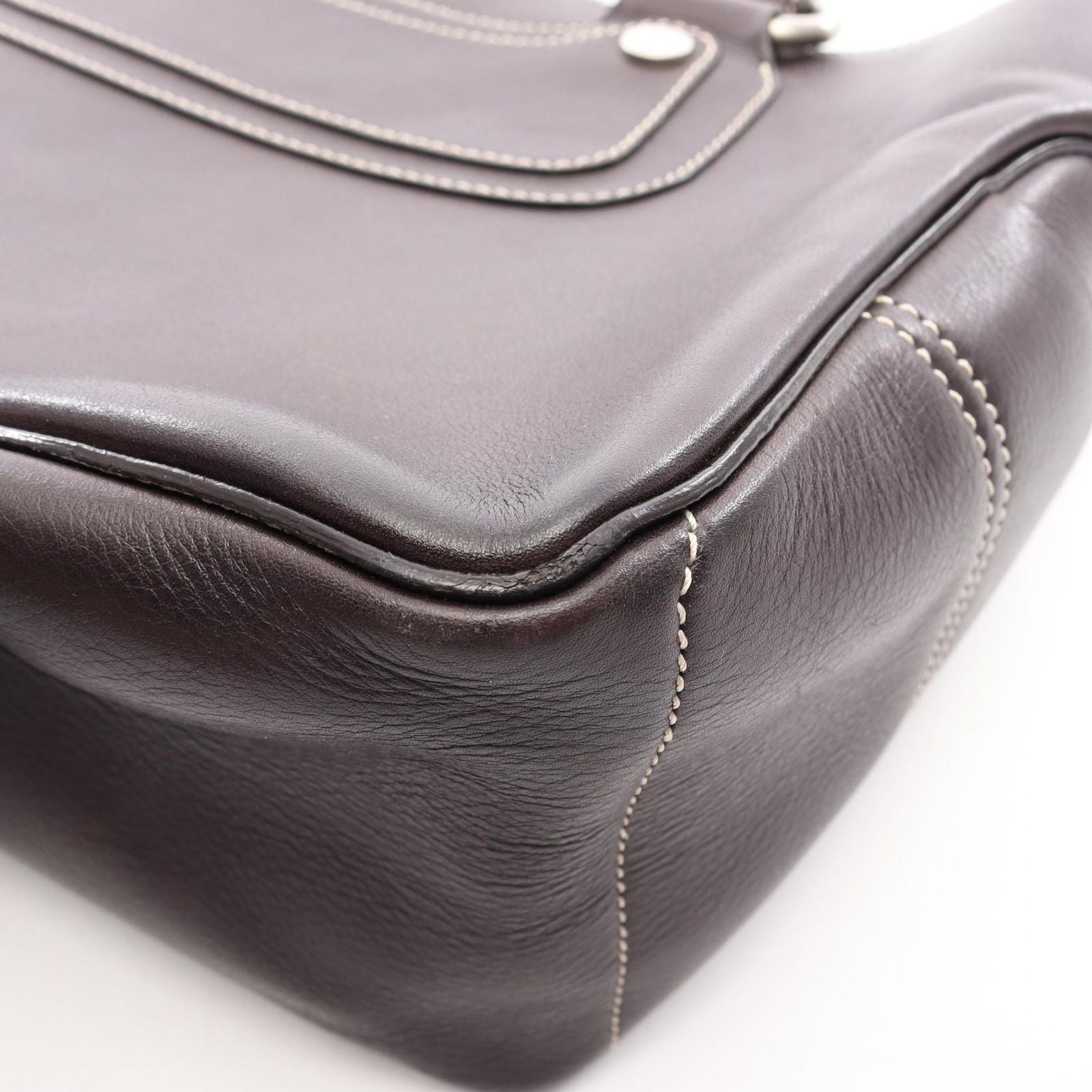 Celine Handbag Boogie Bag Dark Brown Leather — view 9