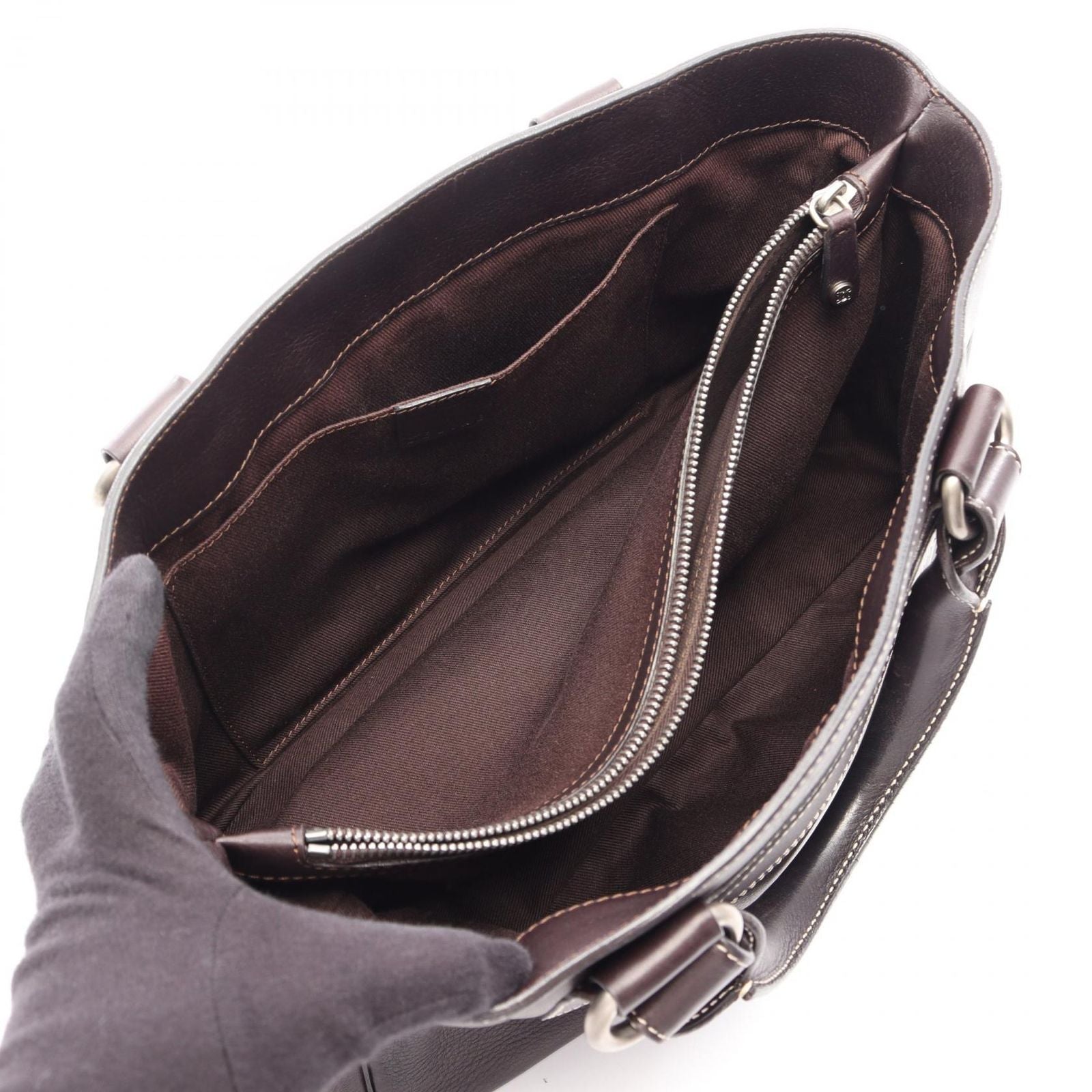 Celine Handbag Boogie Bag Dark Brown Leather — view 3