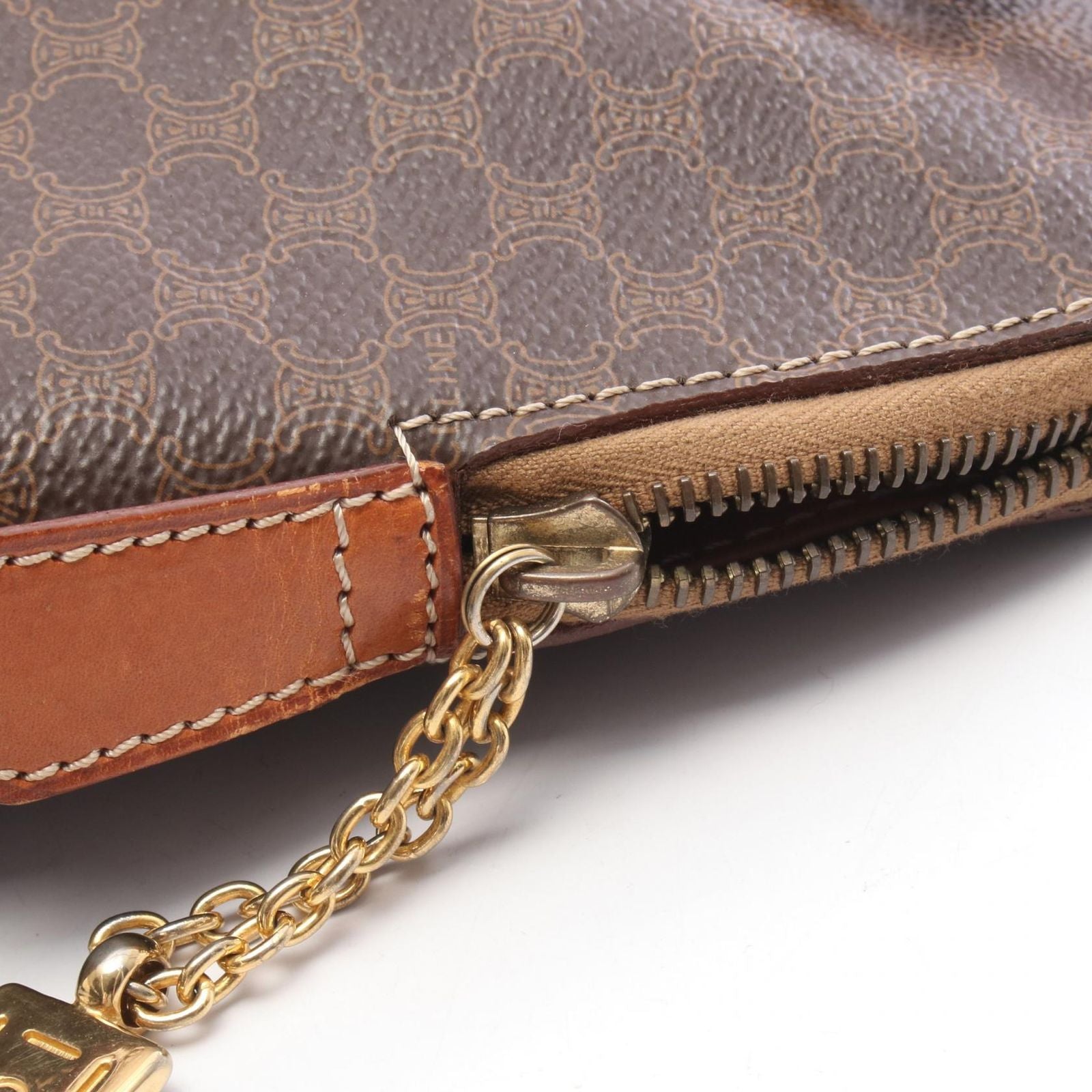 Celine Handbag Macadamia Brown Canvas Leather — view 8