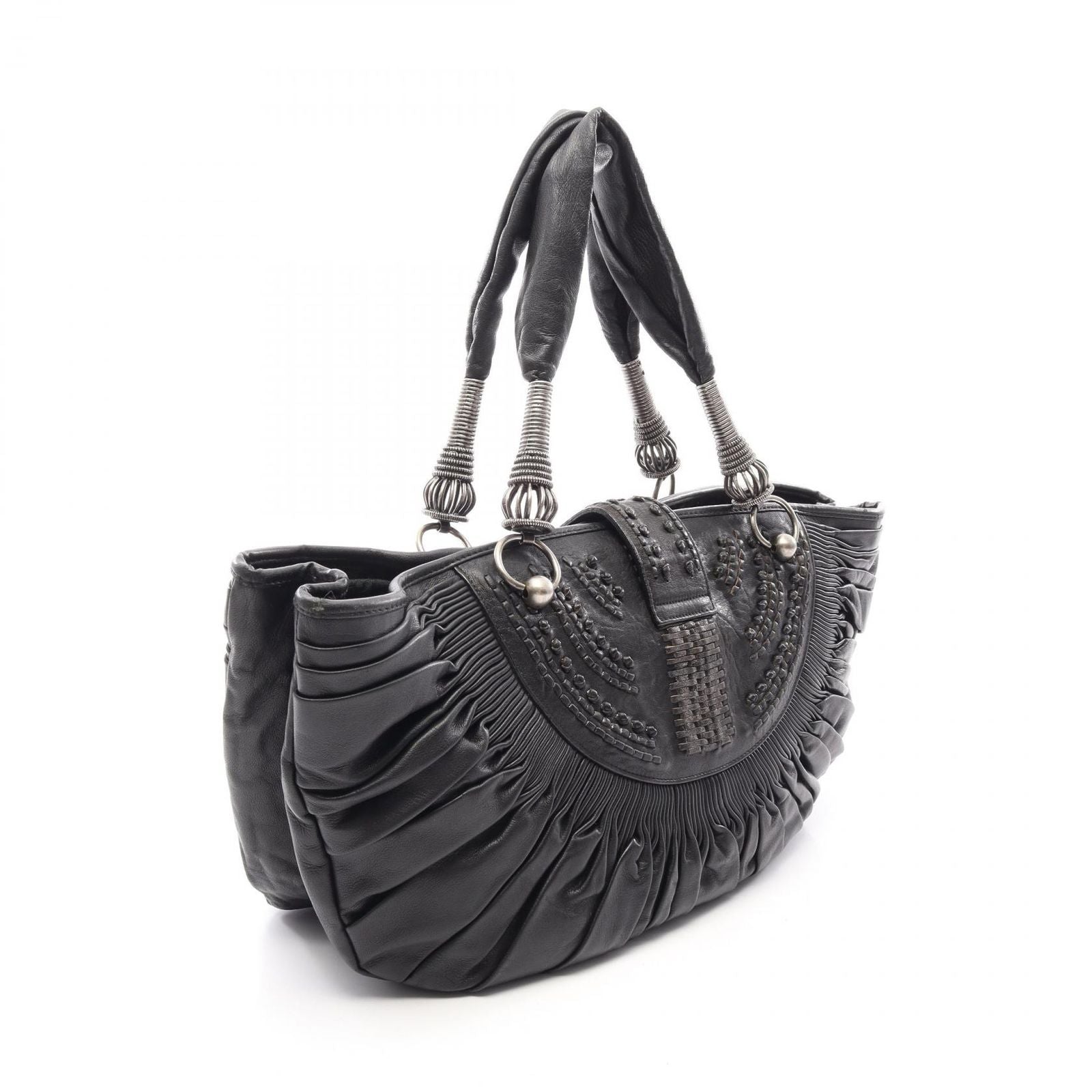 Dior Tote Prissy Gather Black Leather — view 2