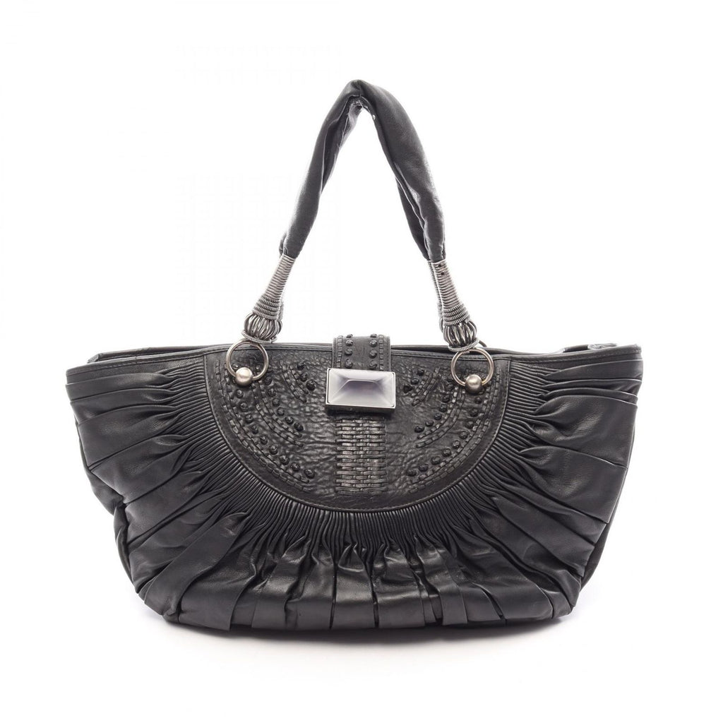 Dior Tote Prissy Gather Black Leather