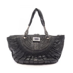 Dior Tote Prissy Gather Black Leather