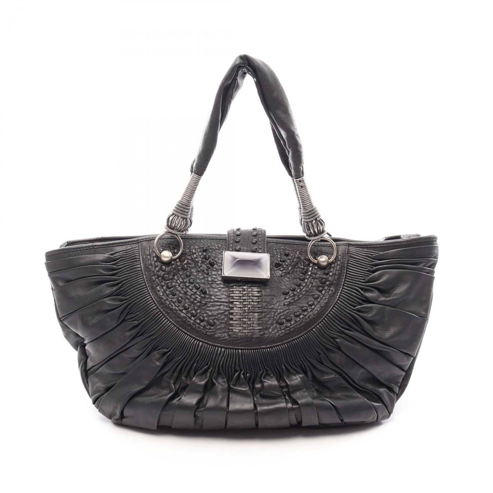 Dior Tote Prissy Gather Black Leather