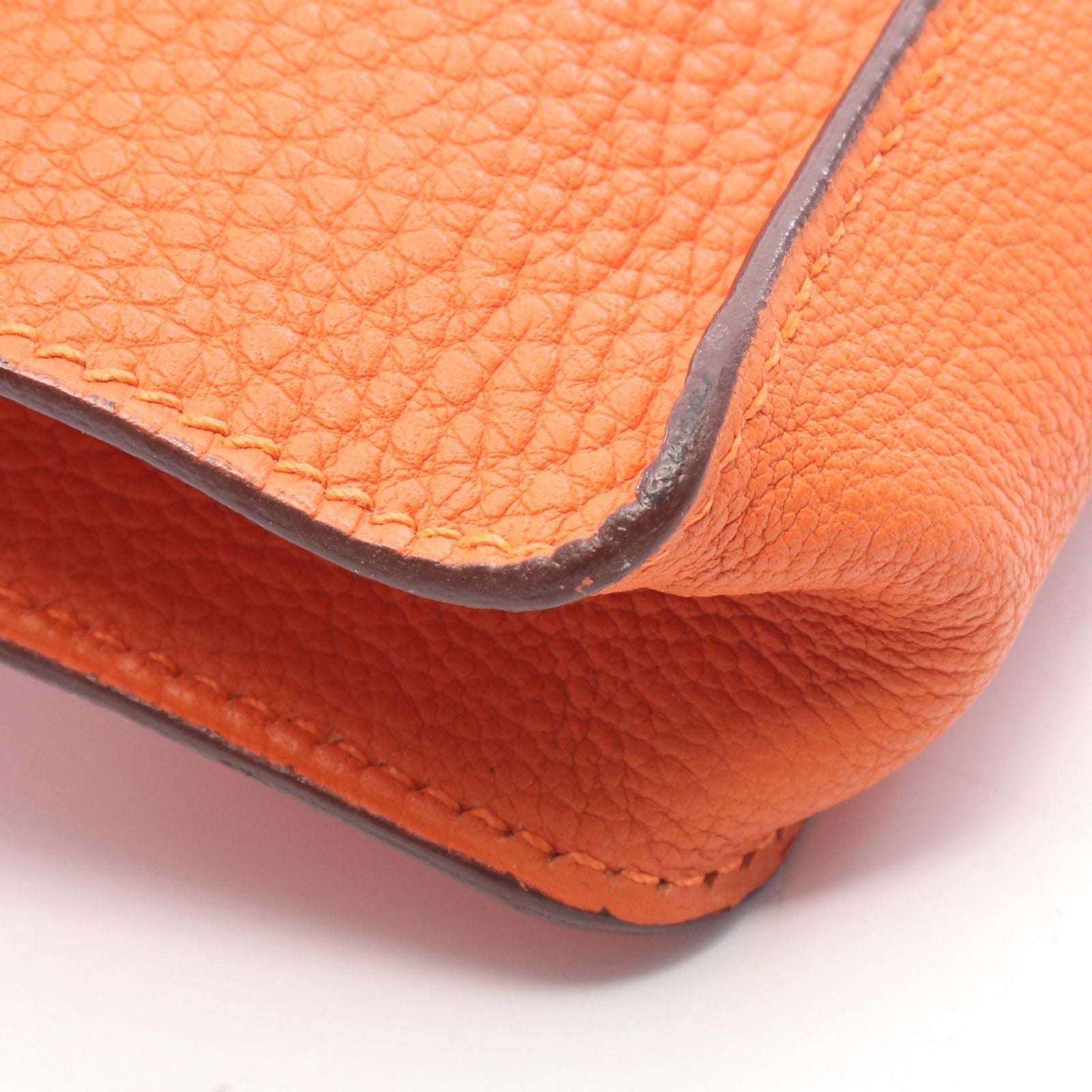 Hermes Waist Bag Pochette Green Orange Leather — view 9