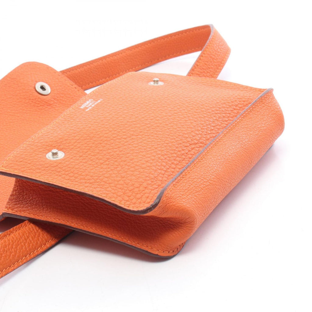 Hermes Waist Bag Pochette Green Orange Leather — view 6