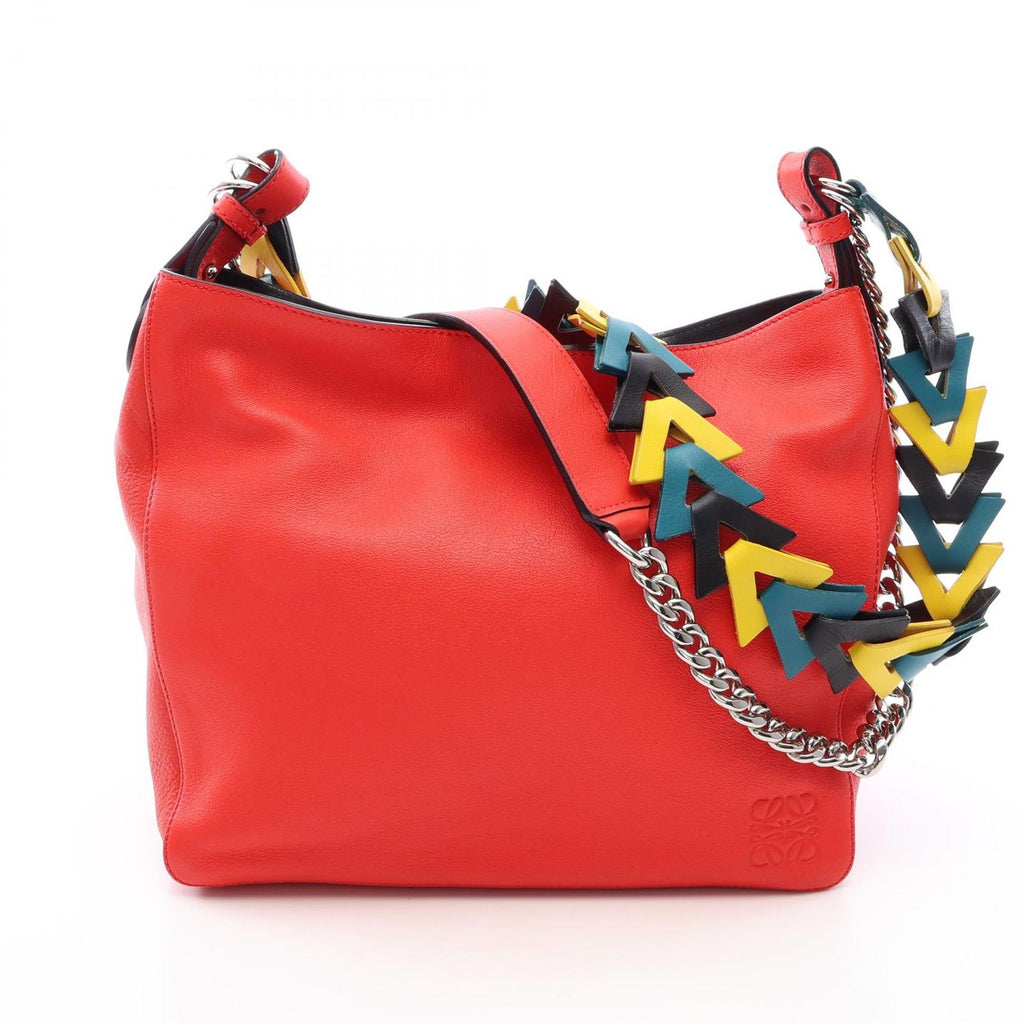 Loewe Shoulder Bag Bucket 2-Way Red Multi Leather Chain