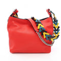 Loewe Shoulder Bag Bucket 2-Way Red Multi Leather Chain