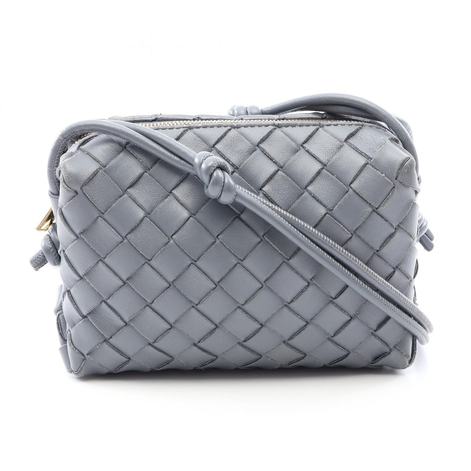 Bottega Veneta Shoulder Bag Loop Intrecciato Gray Leather Mini