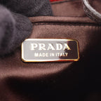 Prada Drawstring Pouch Red Fabric Leather Mini — view 4