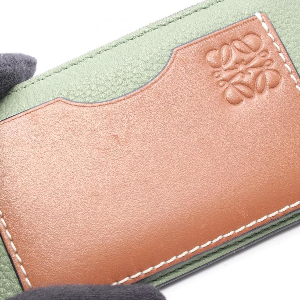 Loewe Coin Case Card Holder Green Brown Leather — view 5