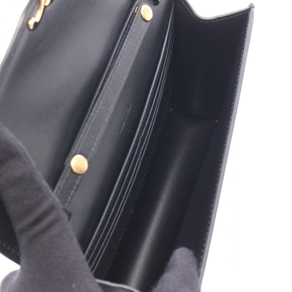 Celine Shoulder Bag Margo Triomphe Black Leather Chain Wallet — view 3