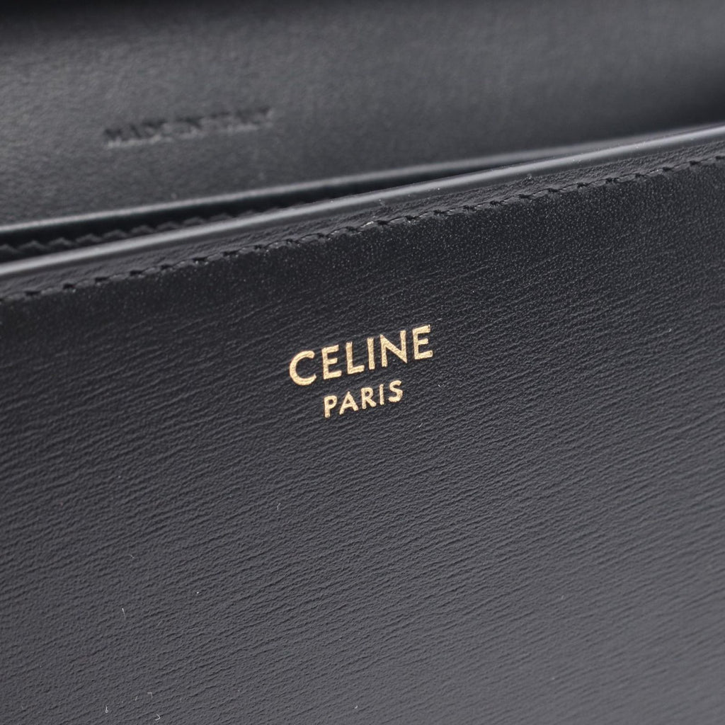 Celine Shoulder Bag Margo Triomphe Black Leather Chain Wallet — view 4