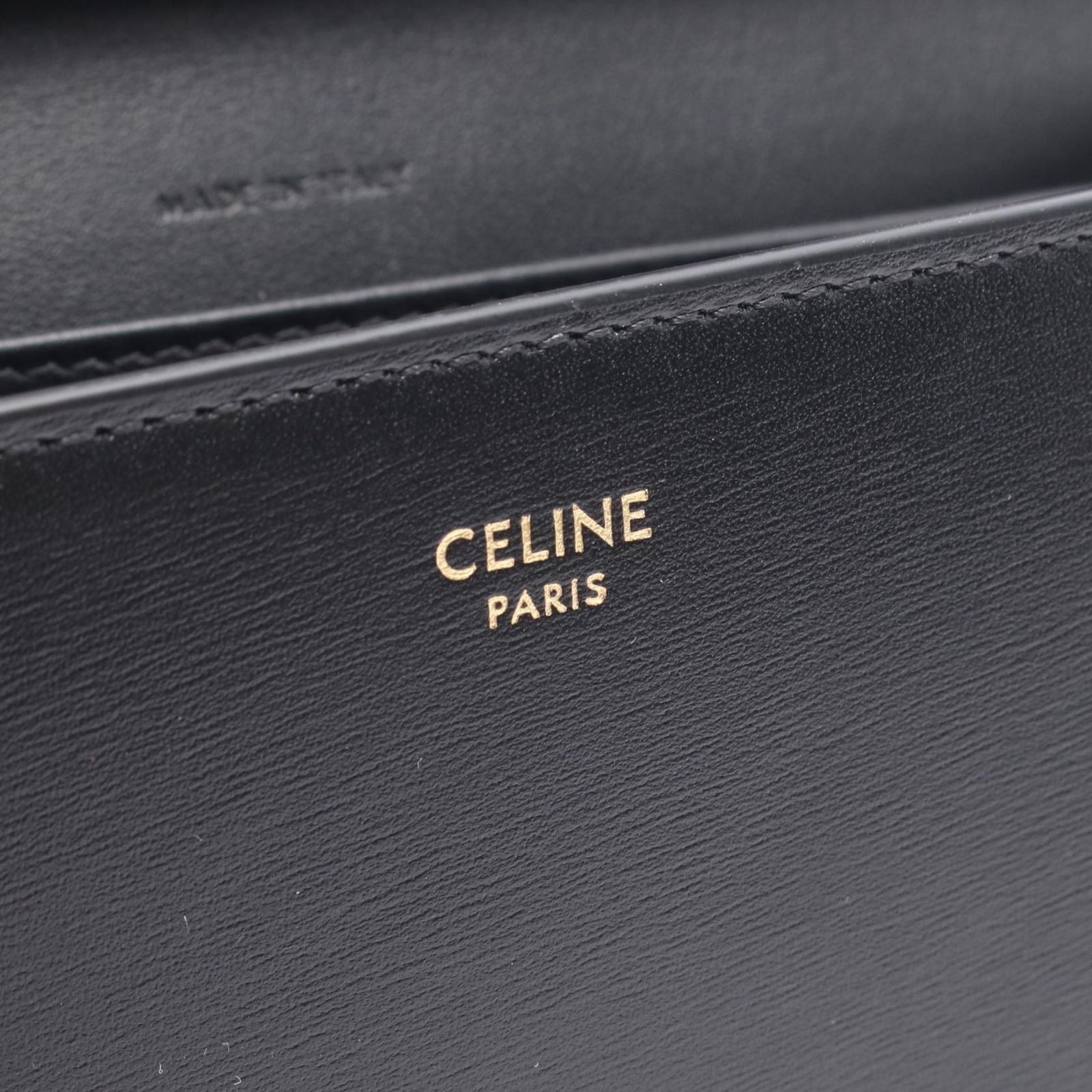 Celine Shoulder Bag Margo Triomphe Black Leather Chain Wallet — view 4