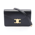 Celine Shoulder Bag Margo Triomphe Black Leather Chain Wallet