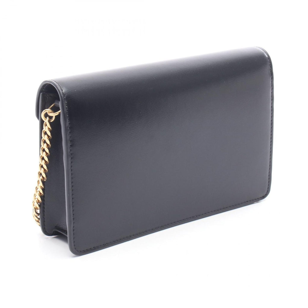 Celine Shoulder Bag Margo Triomphe Black Leather Chain Wallet — view 2