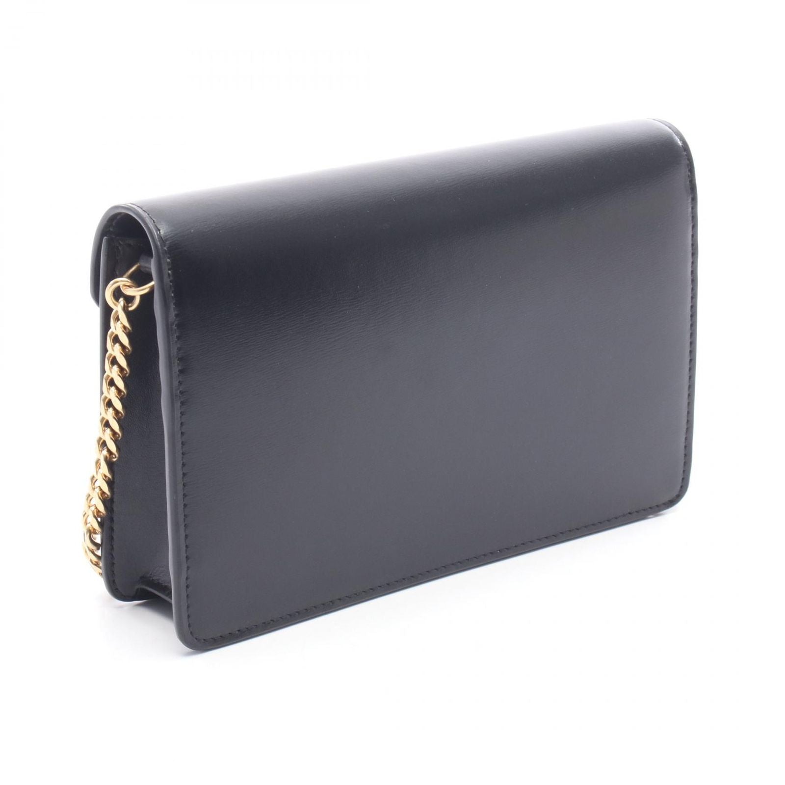 Celine Shoulder Bag Margo Triomphe Black Leather Chain Wallet — view 2