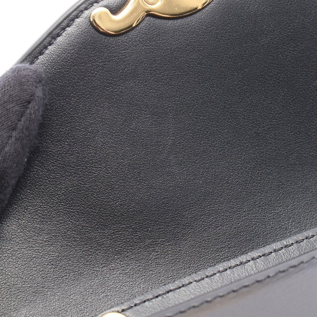Celine Shoulder Bag Margo Triomphe Black Leather Chain Wallet — view 5