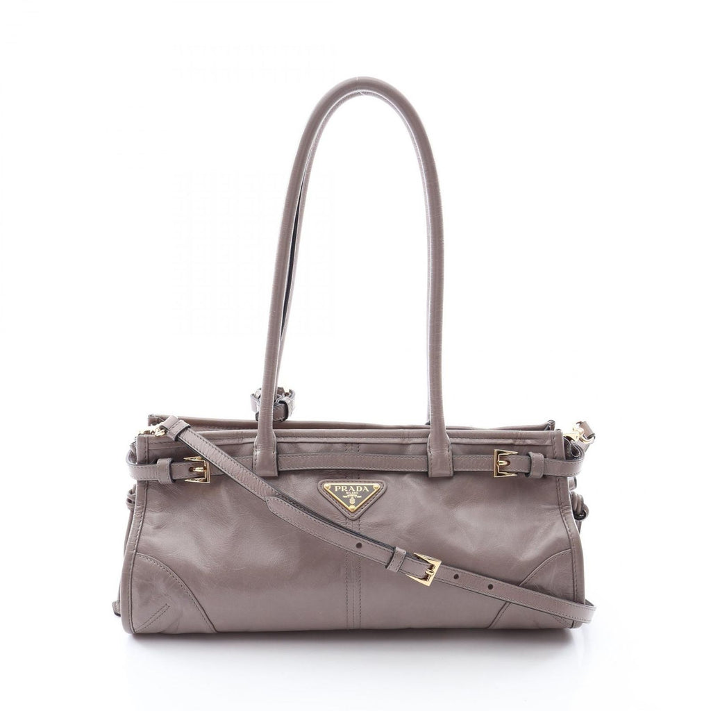 Prada Handbag 2-Way Gray Leather Bonnie