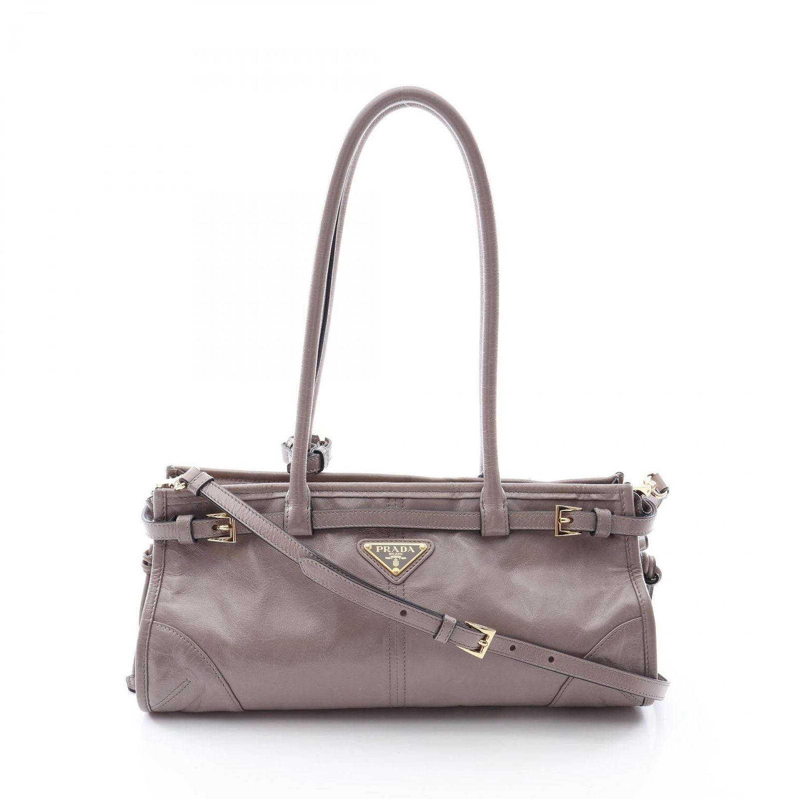 Prada Handbag 2-Way Gray Leather Bonnie