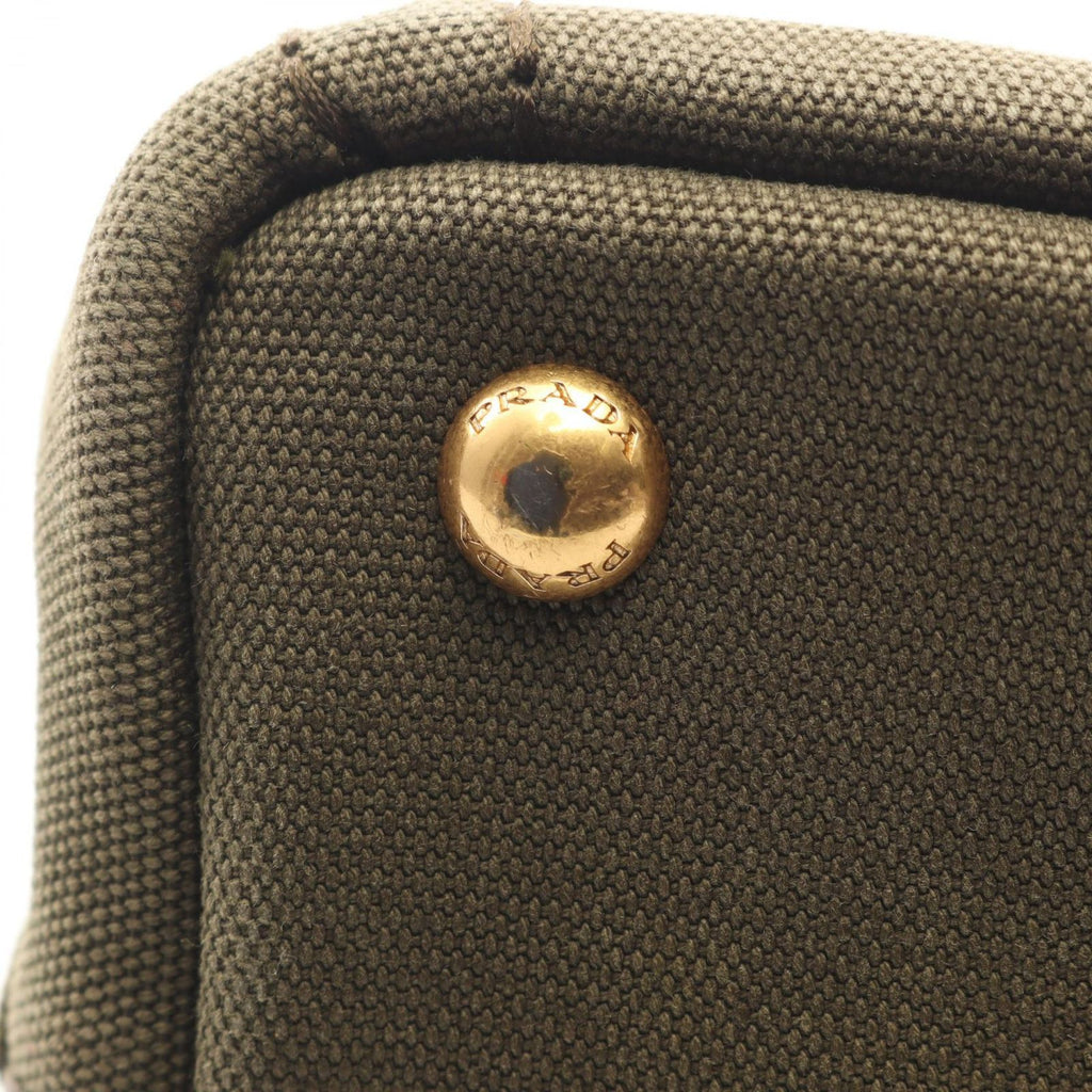 Prada Tote Canapa 2-Way Khaki Black Canvas Mini — view 9