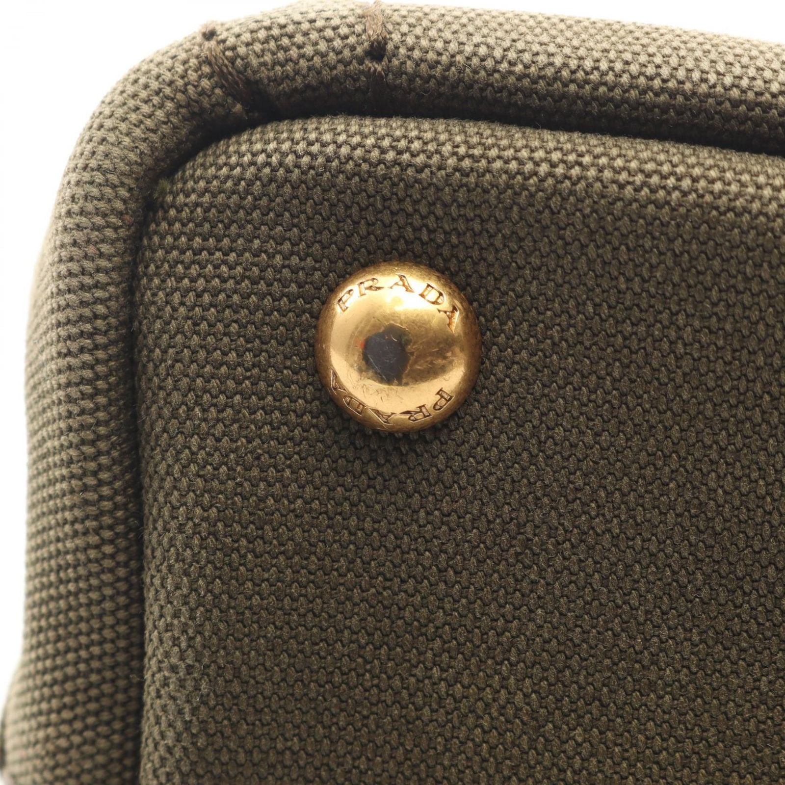 Prada Tote Canapa 2-Way Khaki Black Canvas Mini — view 9