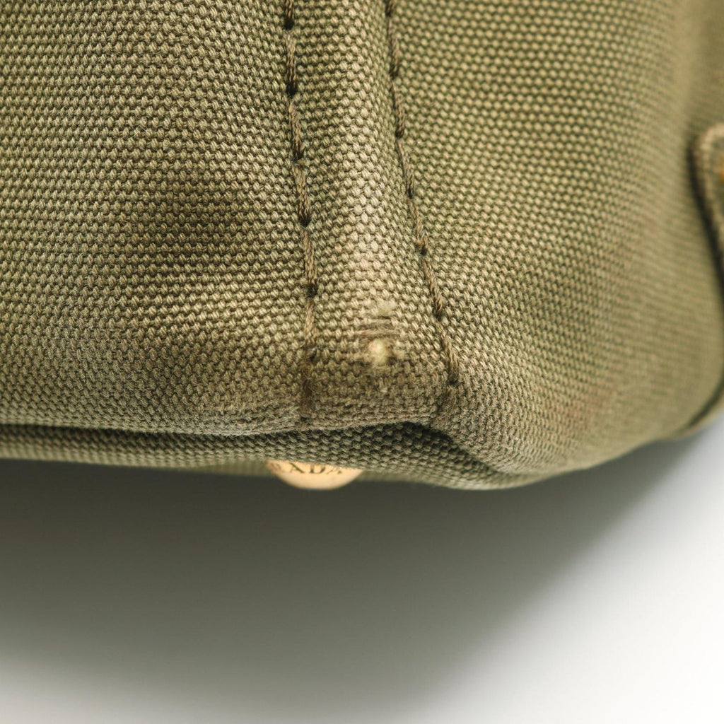 Prada Tote Canapa 2-Way Khaki Black Canvas Mini — view 6