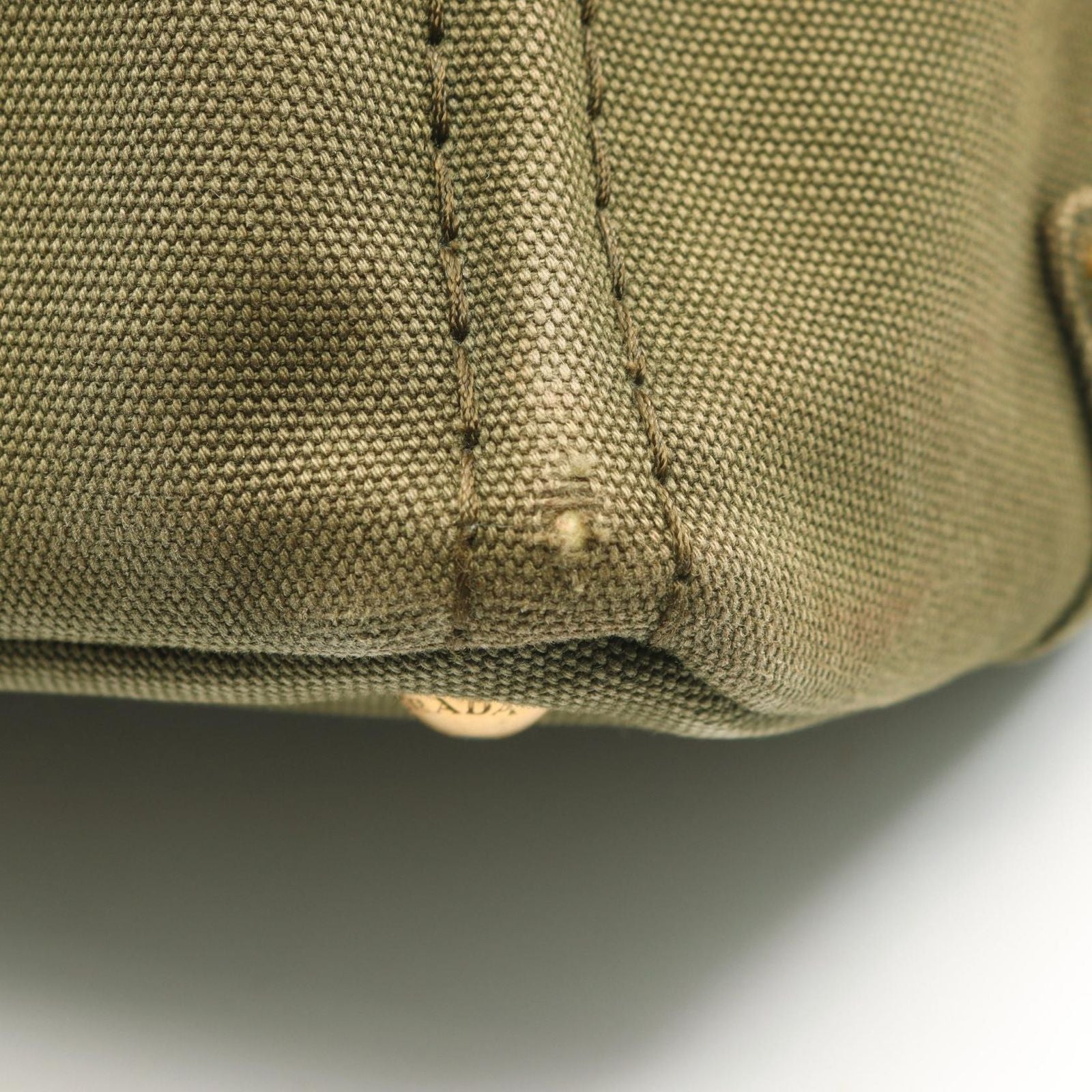 Prada Tote Canapa 2-Way Khaki Black Canvas Mini — view 6