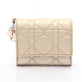 Dior Trifold Wallet Lady Dior Cannage Gold Lambskin