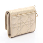 Dior Trifold Wallet Lady Dior Cannage Gold Lambskin — view 2