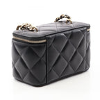 Chanel Shoulder Bag Quilted Vanity Black Lambskin Chain — view 2