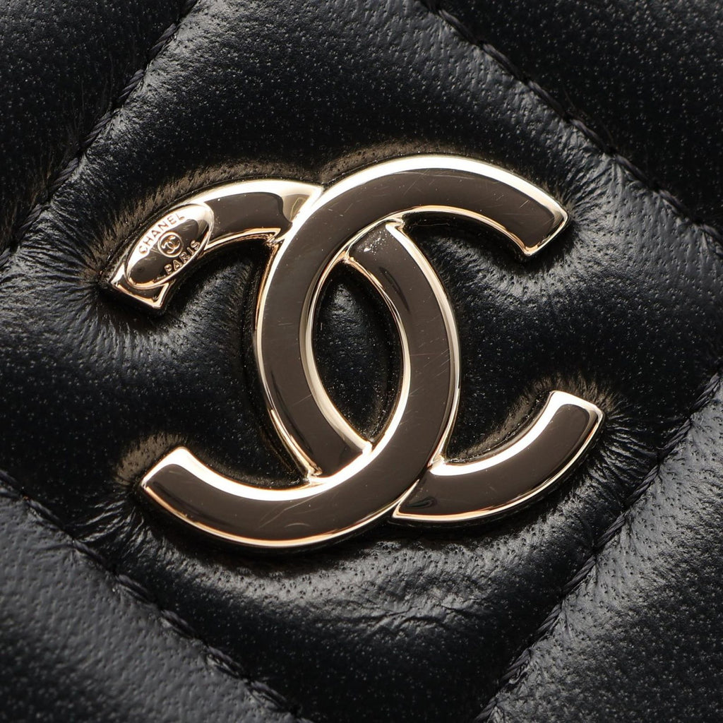 Chanel Shoulder Bag Quilted Vanity Black Lambskin Chain — view 7