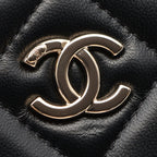 Chanel Shoulder Bag Quilted Vanity Black Lambskin Chain — view 7