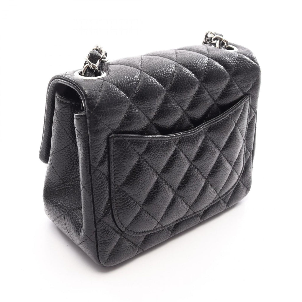 Chanel Shoulder Bag Mini Quilted Black Caviar Leather Chain — view 2