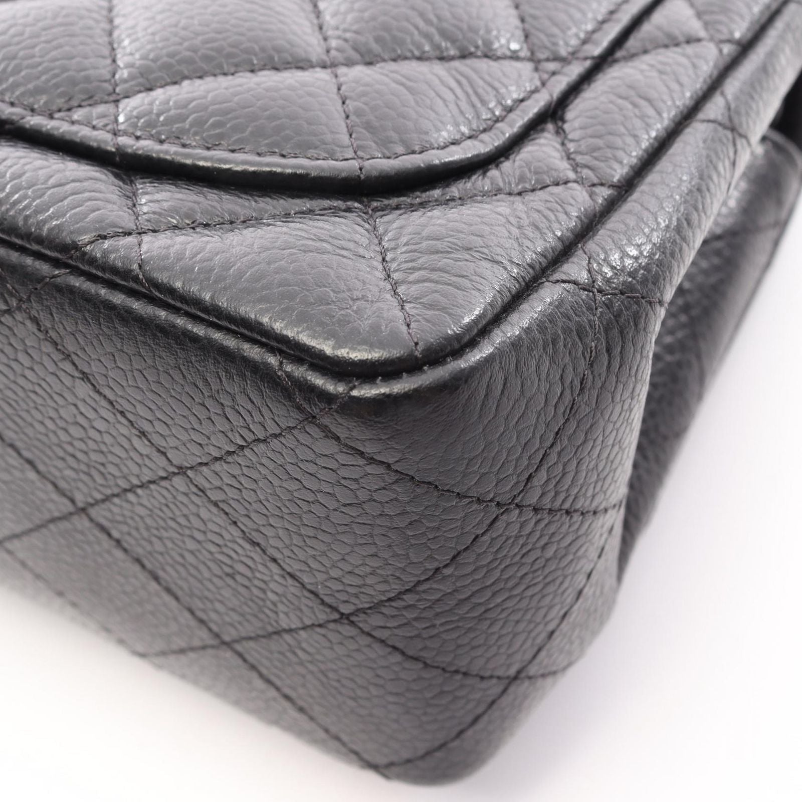 Chanel Shoulder Bag Mini Quilted Black Caviar Leather Chain — view 8