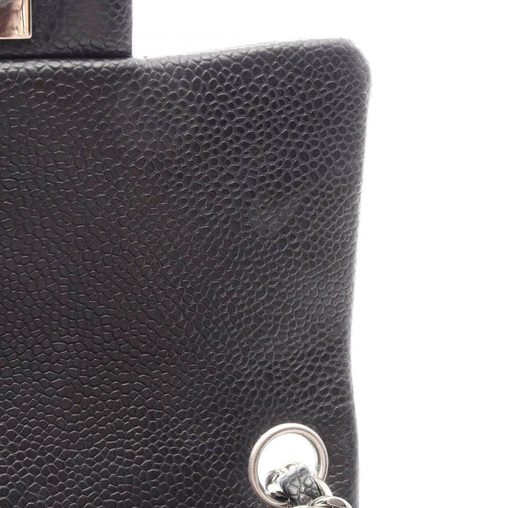 Chanel Shoulder Bag Mini Quilted Black Caviar Leather Chain — view 7